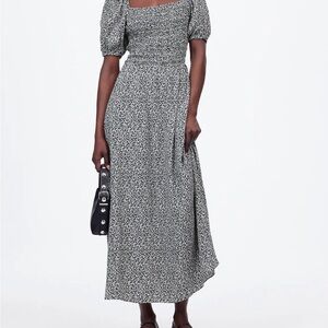 Madewell Monochrome Floral Midi Dress